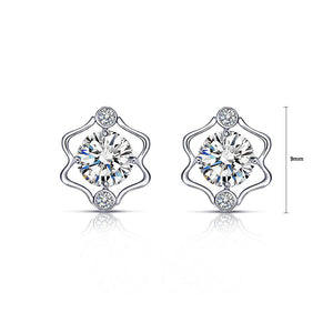 925 Sterling Silver Twelve Horoscope Gemini Stud Earrings with White Cubic Zircon