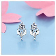 Load image into Gallery viewer, 925 Sterling Silver Twelve Horoscope Scorpio Stud Earrings with White Cubic Zircon