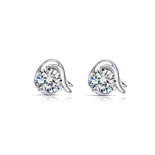 Load image into Gallery viewer, 925 Sterling Silver Twelve Horoscope Capricorn Stud Earrings with White Cubic Zircon