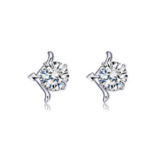 Load image into Gallery viewer, 925 Sterling Silver Twelve Horoscope Sagittarius Stud Earrings with White Cubic Zircon