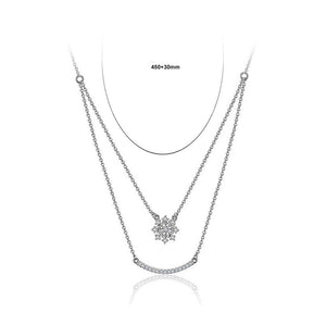 Simple 925 Sterling Silver Snowflakes Necklace with White Austrian Element Crystal