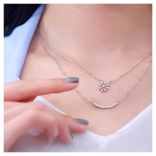 Load image into Gallery viewer, Simple 925 Sterling Silver Snowflakes Necklace with White Austrian Element Crystal