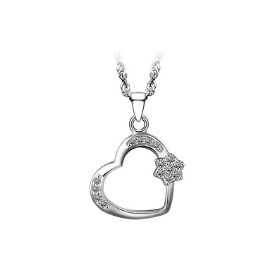 925 Sterling Silver Snowflakes Pendant with White Austrian Element Crystal and Necklace