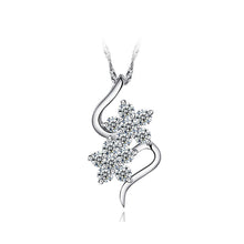 Load image into Gallery viewer, 925 Sterling Silver Snowflake Pendant with White Austrian Element Crystal and Necklace