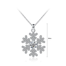 Load image into Gallery viewer, 925 Sterling Silver Snowflake Pendant with White Cubic Zircon and Necklace