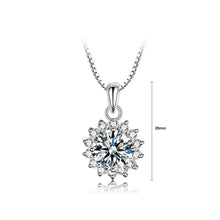 Load image into Gallery viewer, 925 Sterling Silver Snowflake Pendant with White Austrian Element Crystal and Necklace