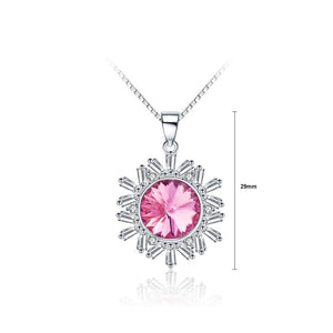 Sparkling Snowflakes Pendant with Rose Red Austrian Element Crystal and Necklace