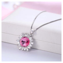 Load image into Gallery viewer, Sparkling Snowflakes Pendant with Rose Red Austrian Element Crystal and Necklace