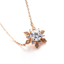 Load image into Gallery viewer, Fashion Plated Rose Gold Snowflakes Necklace with White Cubic Zircon