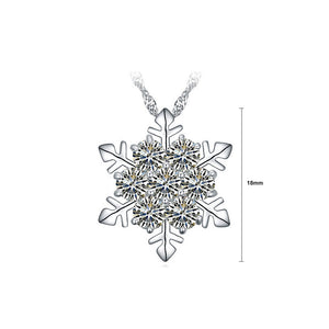 Flashing Snowflakes Pendant with White Cubic Zircon and Necklace