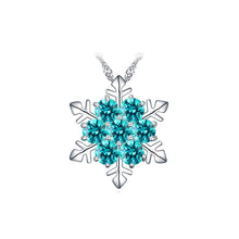 Load image into Gallery viewer, Flashing Snowflakes Pendant with Blue Cubic Zircon and Necklace