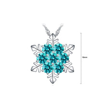 Load image into Gallery viewer, Flashing Snowflakes Pendant with Blue Cubic Zircon and Necklace