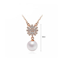 Load image into Gallery viewer, Elegantly Plated Rose Gold Snowflake Necklace with White Fashion Pearl