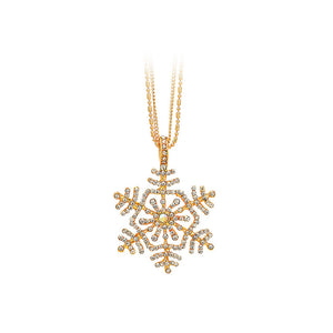 Fashion Snowflake Pendant with White Austrian Element Crystal and Necklace