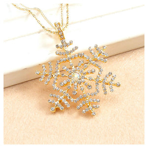 Fashion Snowflake Pendant with White Austrian Element Crystal and Necklace