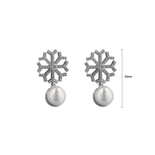 Load image into Gallery viewer, 925 Sterling Silver Snowflake Earrings with White Fashion Pearl