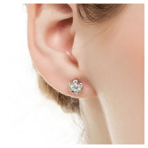 925 Sterling Silver Snowflake Stud Earrings with White Austrian Element Crystal