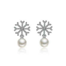 Load image into Gallery viewer, Elegant Snowflake Earrings with White Fashion Pearl