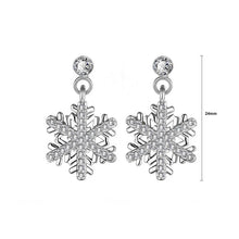 Load image into Gallery viewer, Simple Snowflakes Earrings with White Austrian Element Crystal