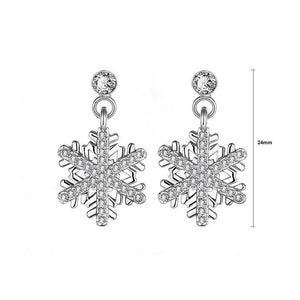 Simple Snowflakes Earrings with White Austrian Element Crystal