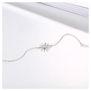 925 Sterling Silver Snowflake Bracelet with White Austrian Element Crystal