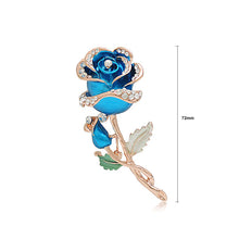 Load image into Gallery viewer, Beautiful Blue Rose Brooch with White Austrian Element Crystal