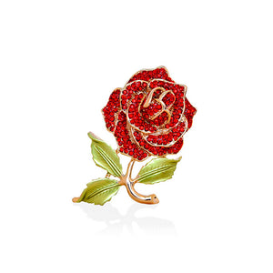 Pretty Rose Brooch with Red Austrian Element Crystal