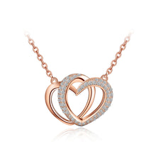 Load image into Gallery viewer, 925 Sterling Silver Plated Rose Gold Heart Necklace with White Austrian Element Crystal