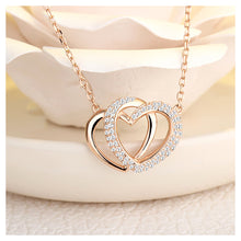Load image into Gallery viewer, 925 Sterling Silver Plated Rose Gold Heart Necklace with White Austrian Element Crystal