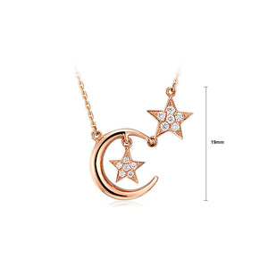 925 Sterling Silver Plated Rose Gold Star Necklace with White Austrian Element Crystal