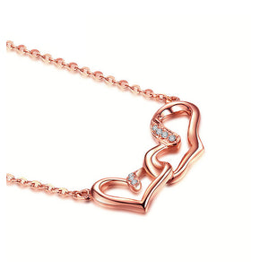 925 Sterling Silver Plated Rose Gold Heart Necklace with White Austrian Element Crystal