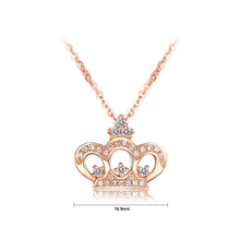 Load image into Gallery viewer, 925 Sterling Silver Crown Pendant with White Austrian Element Crystal and Necklace