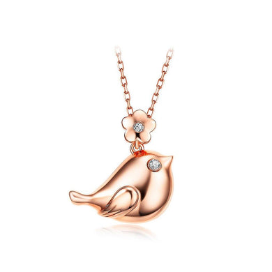925 Sterling Silver Bird Pendant with White Austrian Element Crystal and Necklace - Glamorousky