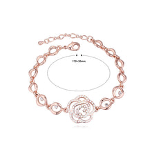 Load image into Gallery viewer, Beautiful Plated Rose Gold Flower Bracelet with White Austrian Element Crystal