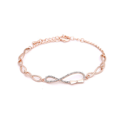 Simple Plated Rose Gold Bracelet with White Austrian Element Crystal