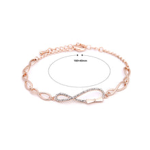 Load image into Gallery viewer, Simple Plated Rose Gold Bracelet with White Austrian Element Crystal