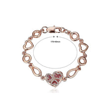 Load image into Gallery viewer, Plated Rose Gold Heart Bracelet with Red Austrian Element Crystal