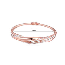 Load image into Gallery viewer, Simple Plated Rose Gold Bangle with White Austrian Element Crystal