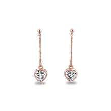 Load image into Gallery viewer, Simple Plated Gold Rose Earrings with White Austrian Element Crystal