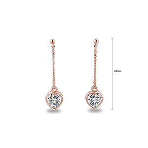 Simple Plated Gold Rose Earrings with White Austrian Element Crystal