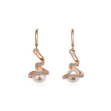 Load image into Gallery viewer, Fashion Earrings with White Austrian Element Crystal and Fashion Pearls