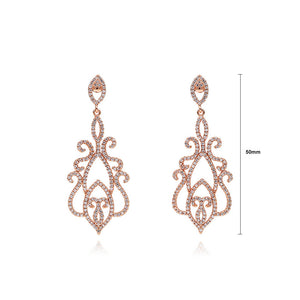 Retro Pattern Earrings with White Austrian Element Crystal