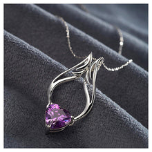 Load image into Gallery viewer, 925 Sterling Silver Angel Wing Pendant with Purple Austrian Element Crystal and Necklace - Glamorousky
