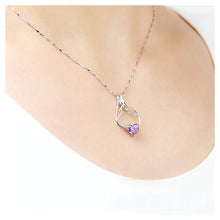 Load image into Gallery viewer, 925 Sterling Silver Angel Wing Pendant with Purple Austrian Element Crystal and Necklace - Glamorousky