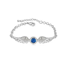 Load image into Gallery viewer, Simple Angel Wings Bracelet with Blue Austrian Element Crystal