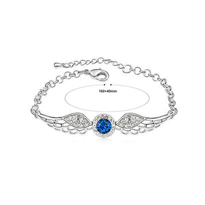 Simple Angel Wings Bracelet with Blue Austrian Element Crystal