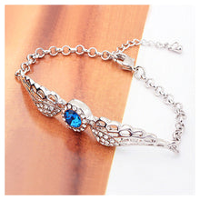 Load image into Gallery viewer, Simple Angel Wings Bracelet with Blue Austrian Element Crystal