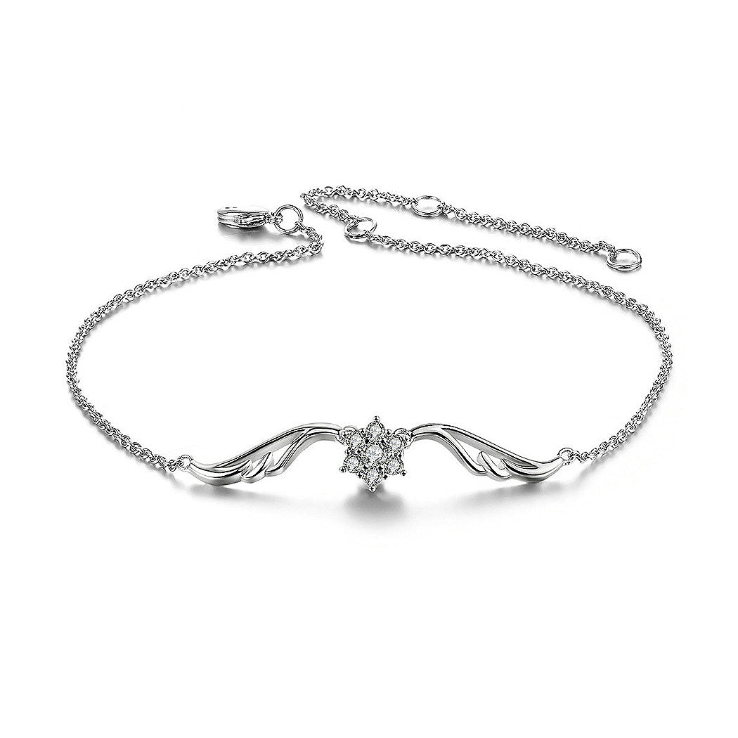Simple Angel Wings Bracelet with White Austrian Element Crystal