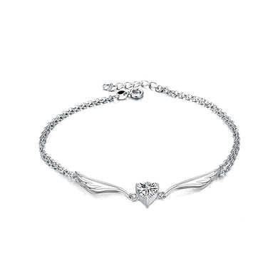 Simple Angel Wings Bracelet with White Austrian Element Crystal