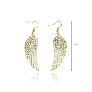 Fashion Angel Wing Earrings with White Austrian Element Crystal